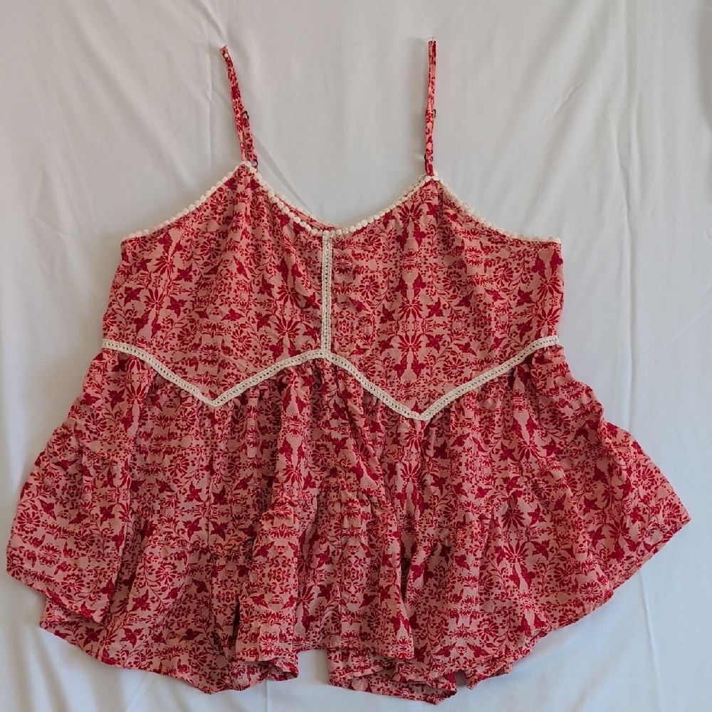 Floral Red Women's Top